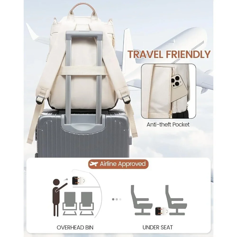 ✨Men's White Laptop Backpack Travel Purse Large Computer Backpack Fashion Bag